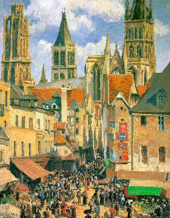 Camille Pissaro The Old Market Town at Rouen Sweden oil painting art